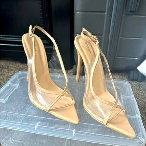 Pretty Little Things Clear/Tan High Heel
